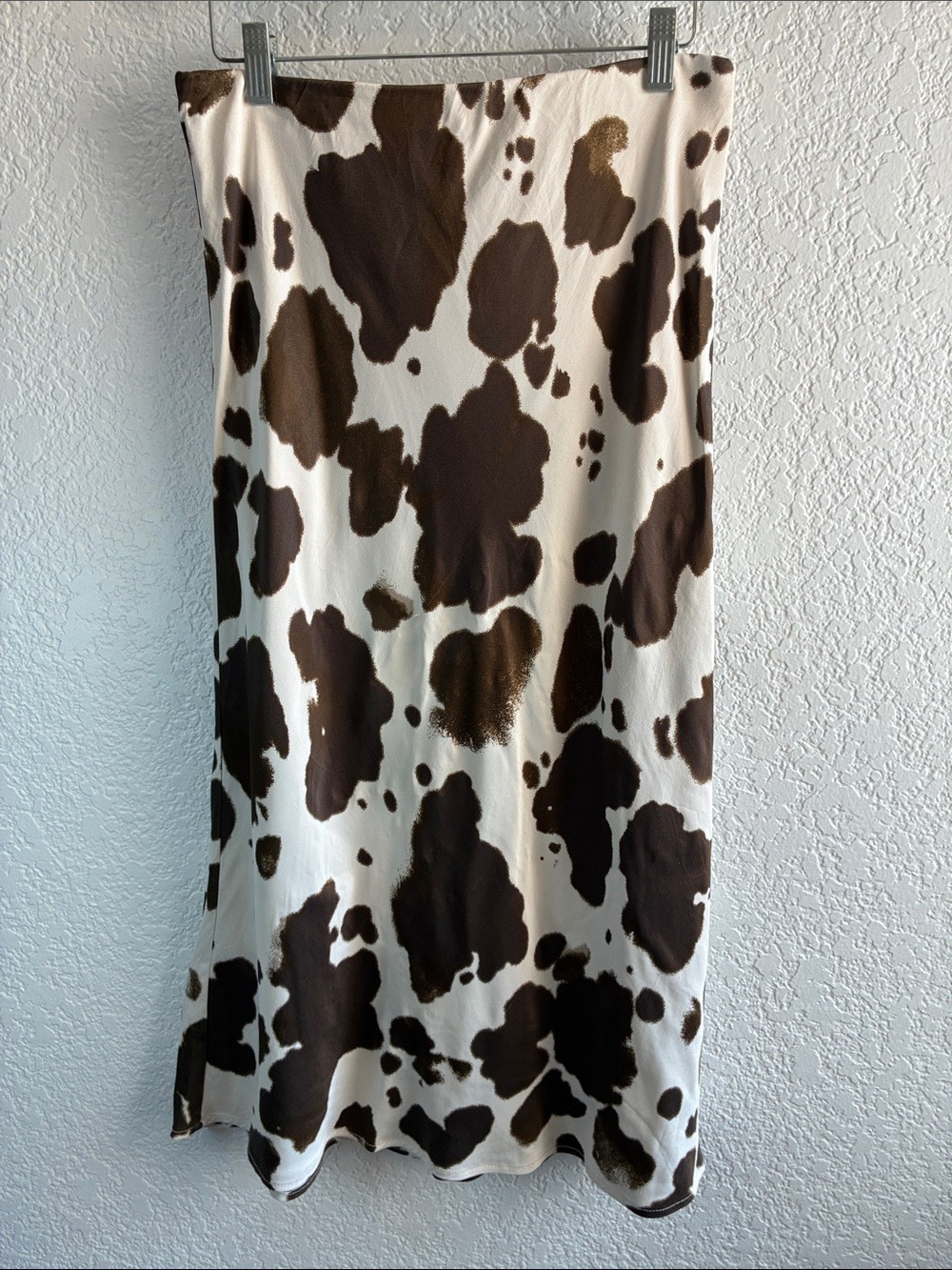 Anthropologie Tilda Midi Slip Skirt Cow Print Brown Off White M - Picture 3 of 7